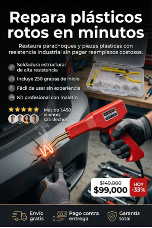 SoldaPlast Pro: (Soldador Plastico-Corta Frio-Bisturi-Caja Portable)+250 Grapas